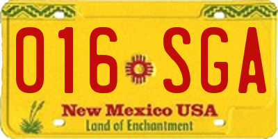 NM license plate 016SGA