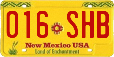 NM license plate 016SHB