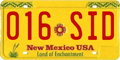 NM license plate 016SID