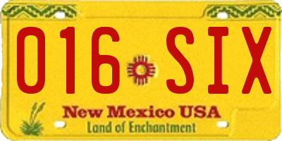 NM license plate 016SIX