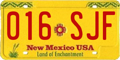 NM license plate 016SJF
