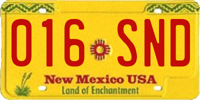 NM license plate 016SND