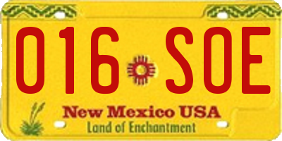 NM license plate 016SOE