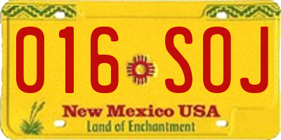 NM license plate 016SOJ