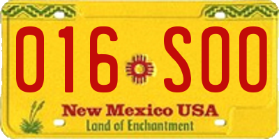 NM license plate 016SOO