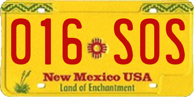 NM license plate 016SOS