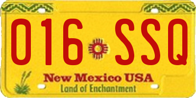 NM license plate 016SSQ