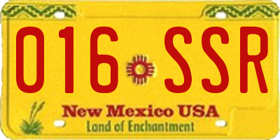 NM license plate 016SSR