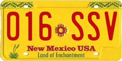 NM license plate 016SSV