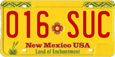 NM license plate 016SUC
