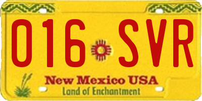 NM license plate 016SVR