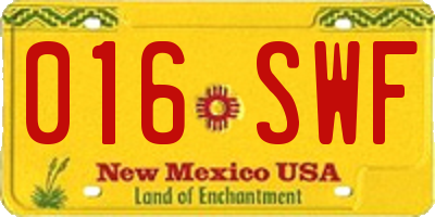 NM license plate 016SWF