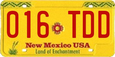 NM license plate 016TDD