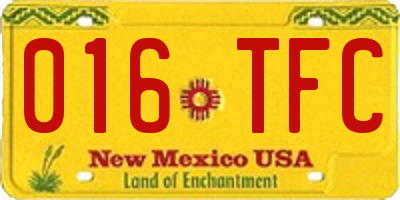 NM license plate 016TFC