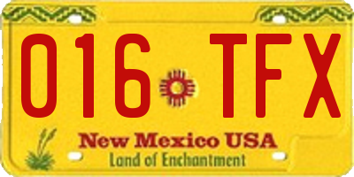 NM license plate 016TFX