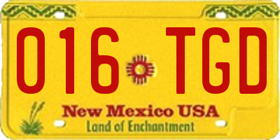 NM license plate 016TGD