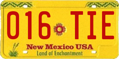 NM license plate 016TIE