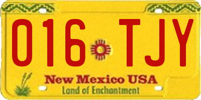 NM license plate 016TJY