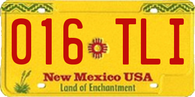 NM license plate 016TLI
