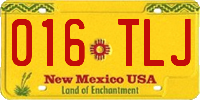 NM license plate 016TLJ