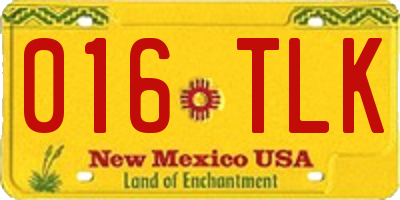 NM license plate 016TLK