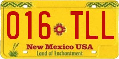 NM license plate 016TLL