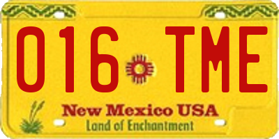 NM license plate 016TME