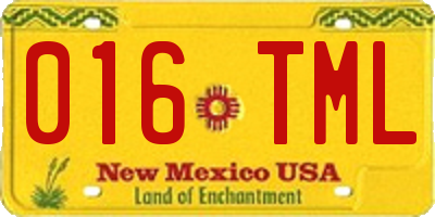 NM license plate 016TML