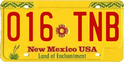 NM license plate 016TNB