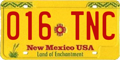 NM license plate 016TNC