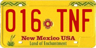NM license plate 016TNF