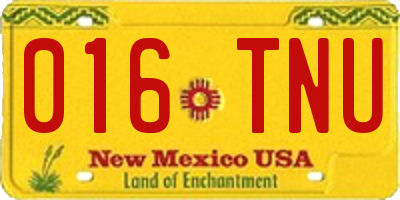 NM license plate 016TNU