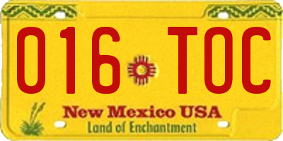 NM license plate 016TOC