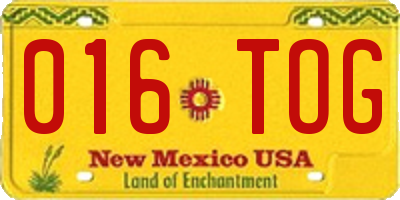 NM license plate 016TOG