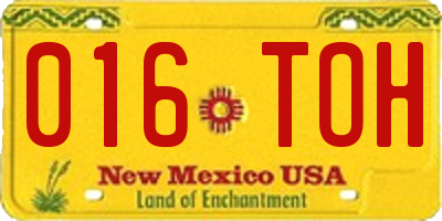 NM license plate 016TOH