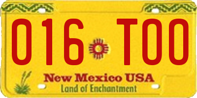 NM license plate 016TOO