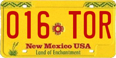 NM license plate 016TOR
