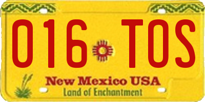 NM license plate 016TOS