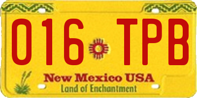 NM license plate 016TPB