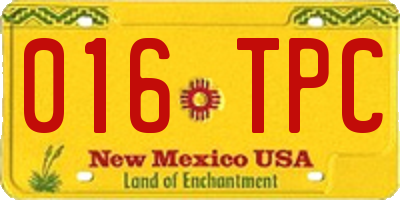 NM license plate 016TPC