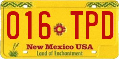 NM license plate 016TPD