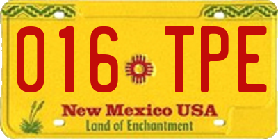 NM license plate 016TPE