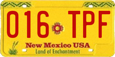 NM license plate 016TPF