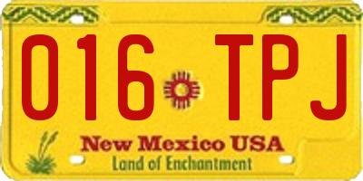 NM license plate 016TPJ