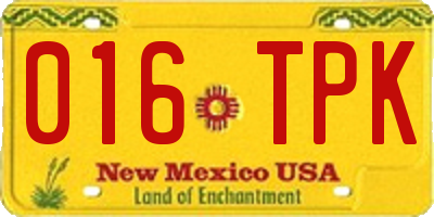 NM license plate 016TPK