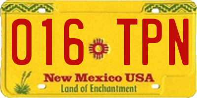 NM license plate 016TPN