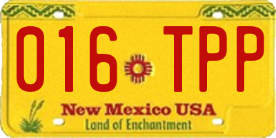 NM license plate 016TPP