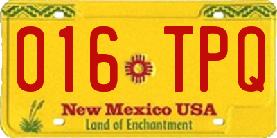 NM license plate 016TPQ