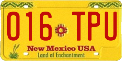 NM license plate 016TPU