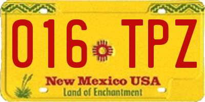 NM license plate 016TPZ